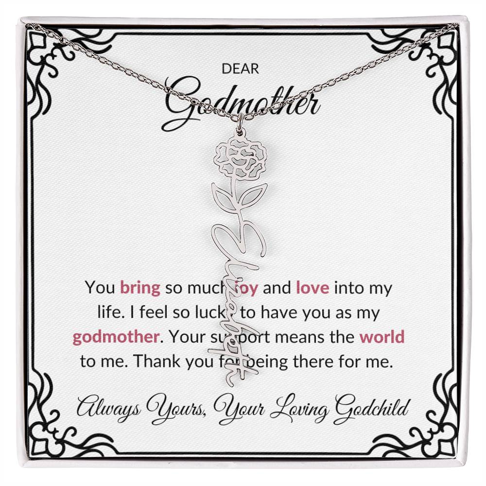 Flower Name Necklace for Lovely Godmother | A Whimsical Gift to Brighten Her Day | Godmother Gift