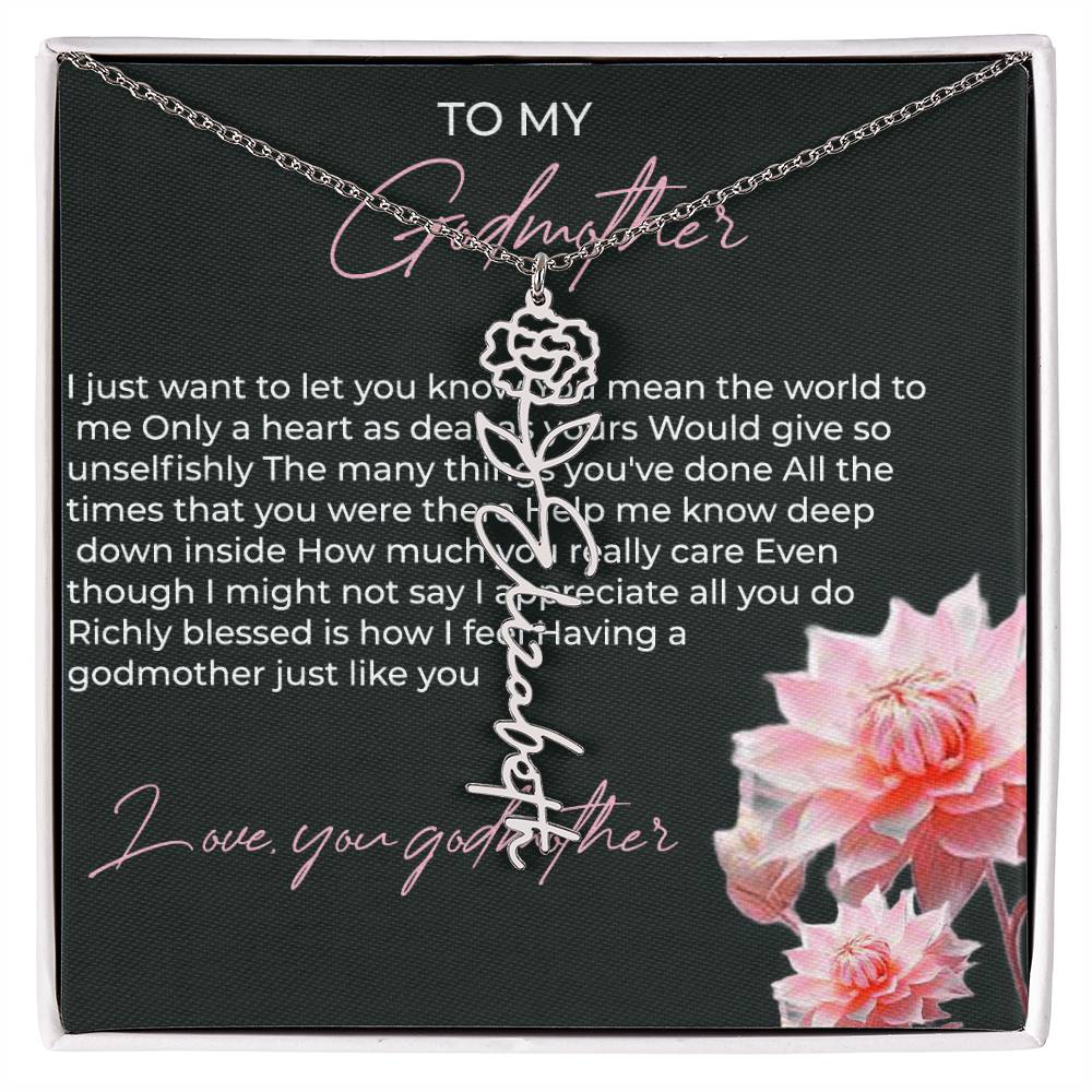 Flower Name Necklace for Godmother | A Beautiful Bloom to Honor Your Love | Godmother Gift