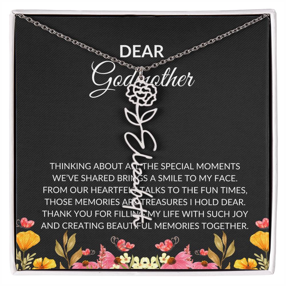 Flower Name Necklace for Dear Godmother | A Unique Floral Design to Celebrate Godmother Bond | Godmother Gift