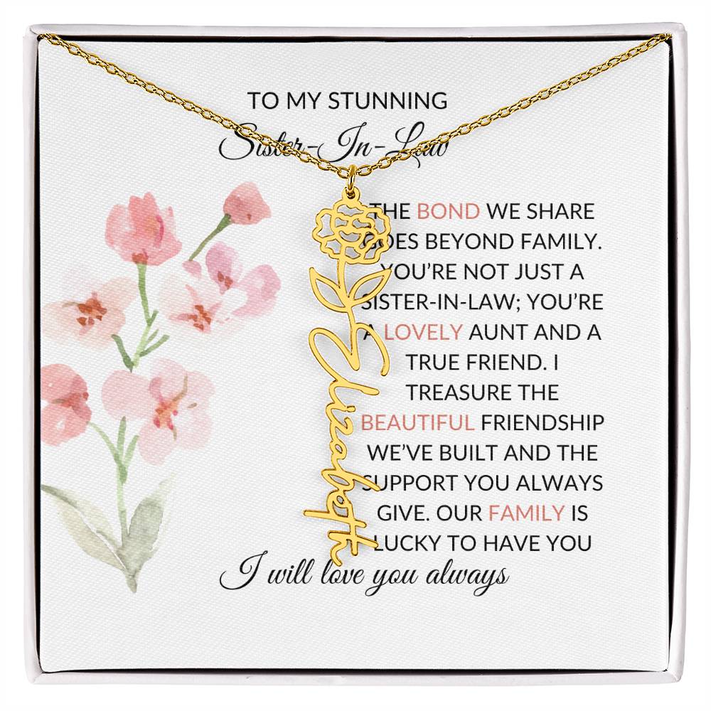 To My Stunning Sister-in-law Flower Name Necklace | Personalized Necklace | Sister-in-Law Gift
