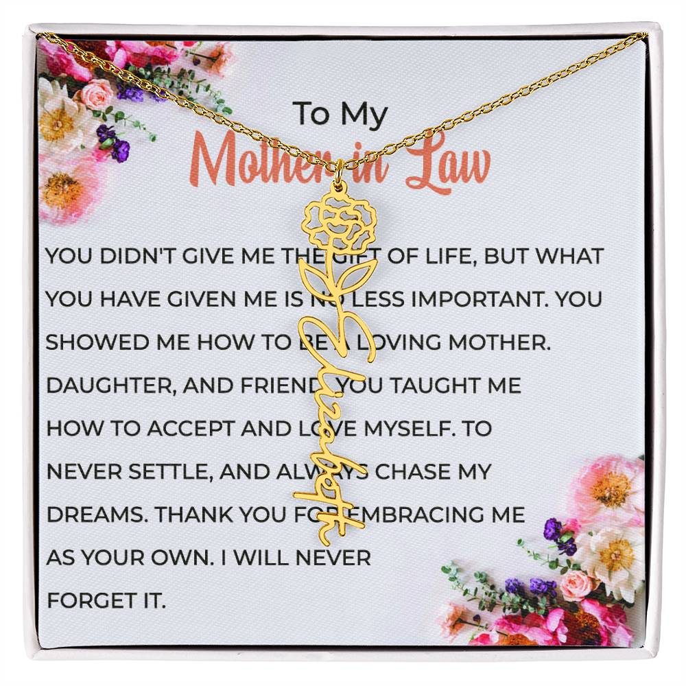 To My Cherished Mother-in-Law | Flower Name Custom Name Necklace