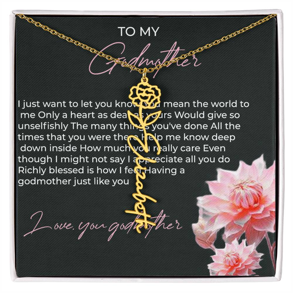 Flower Name Necklace for Godmother | A Beautiful Bloom to Honor Your Love | Godmother Gift