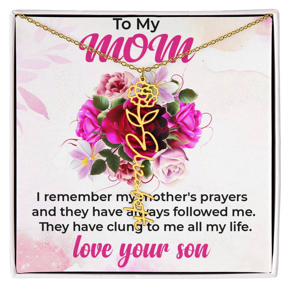 To My Mom | Flower Name Necklace | Mother-Daughter Bond Necklace Gift from Daughter