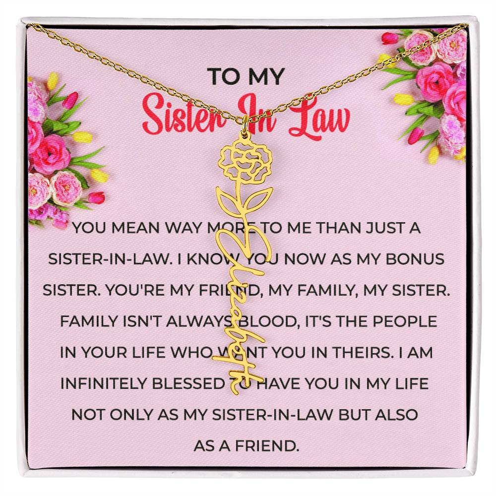 To My Sister-in-law Flower Name Necklace | Unique Floral Necklace | Special Sister-in-Law Gift