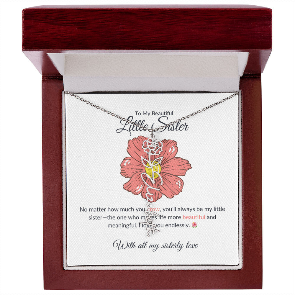 Flower Name Necklace | To my Adorable Sister Flower Name Jewelry | Gift for Sister
