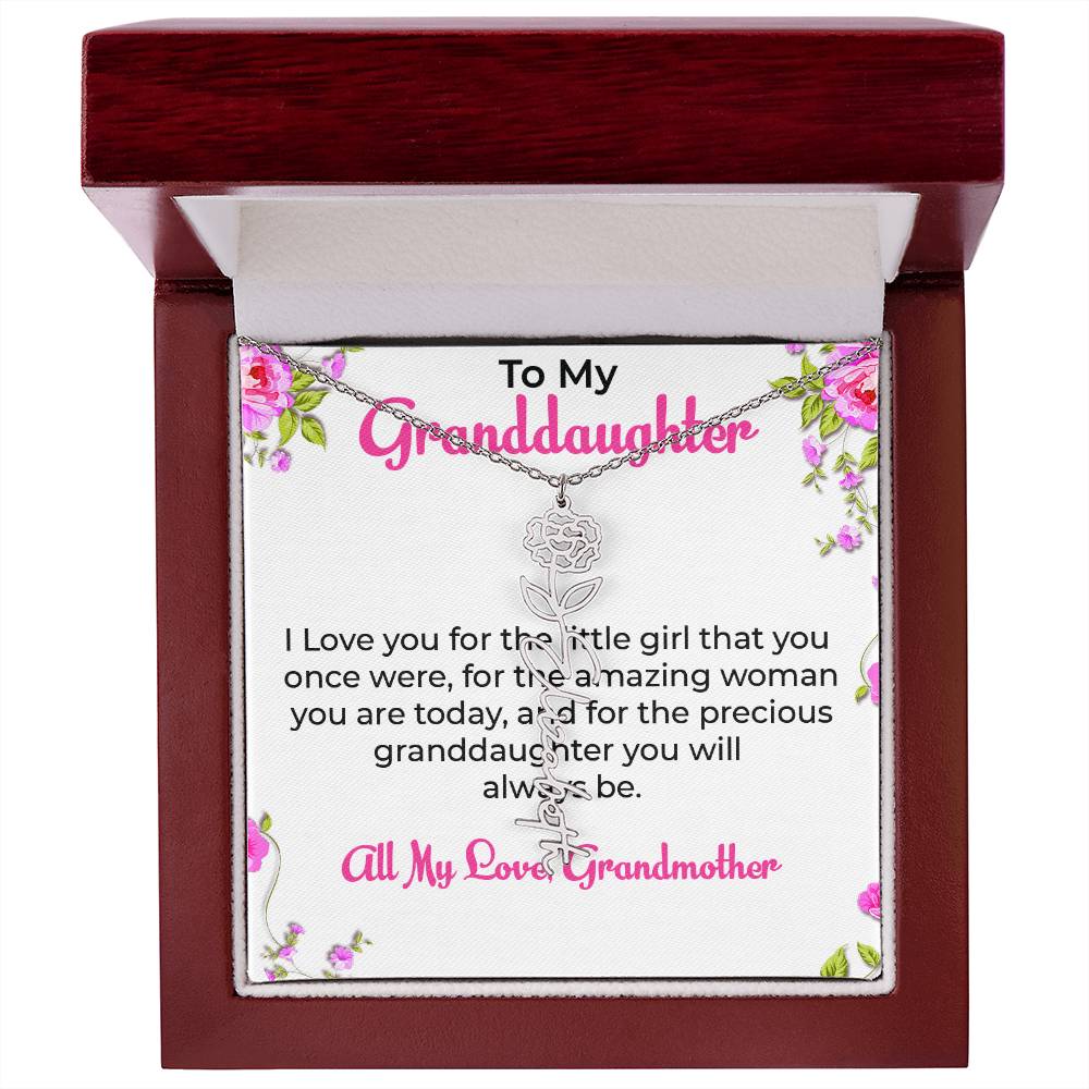 To My Special Granddaughter Necklace | Flower Style Name Necklace Gift from Grandma