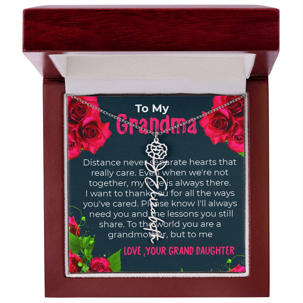 To My Grandma | Elegant Flower Style Name Necklace Gift from Granddaughter | Gift for Grandma