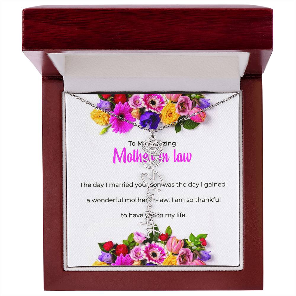 To My Amazing Mother-in-Law | Personalized Flower Name Custom Name Necklace
