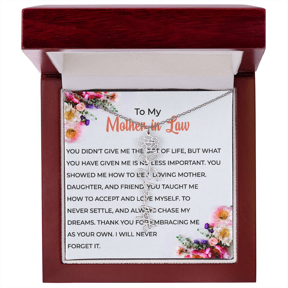 To My Cherished Mother-in-Law | Flower Name Custom Name Necklace