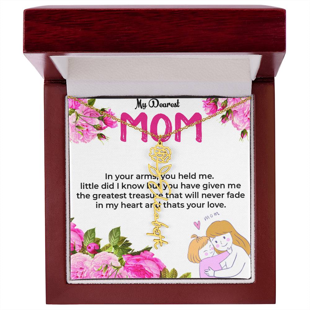 To My Dearest Mom | Flower Style Name Necklace Gift