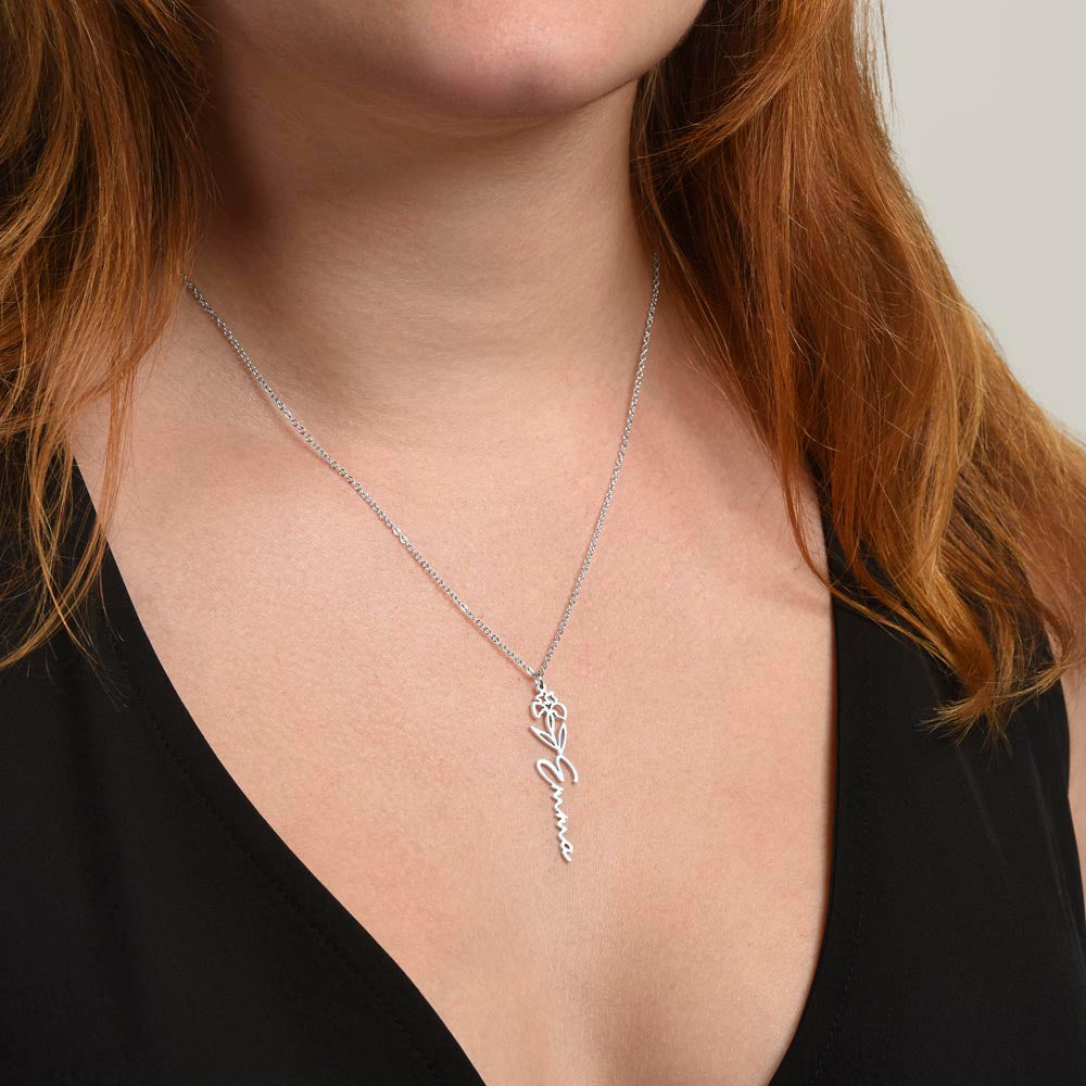 To My Grandma | Elegant Flower Style Name Necklace Gift from Granddaughter | Gift for Grandma
