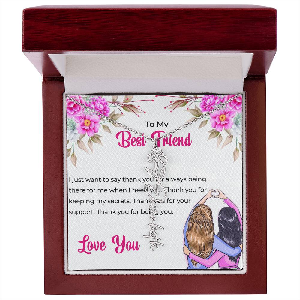 Flower Name Necklace | To My Lifetime Best Friend - Personalized Name Necklace | Friendship Necklace