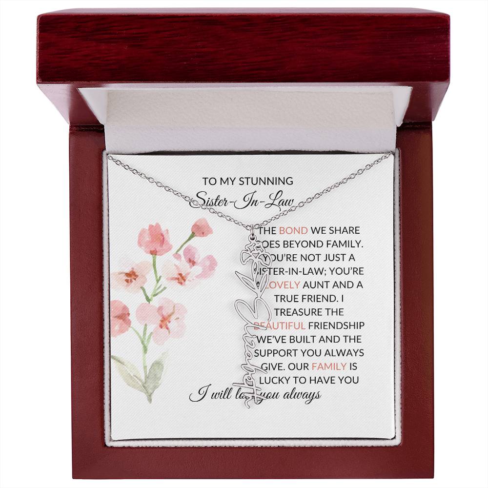 To My Stunning Sister-in-law Flower Name Necklace | Personalized Necklace | Sister-in-Law Gift