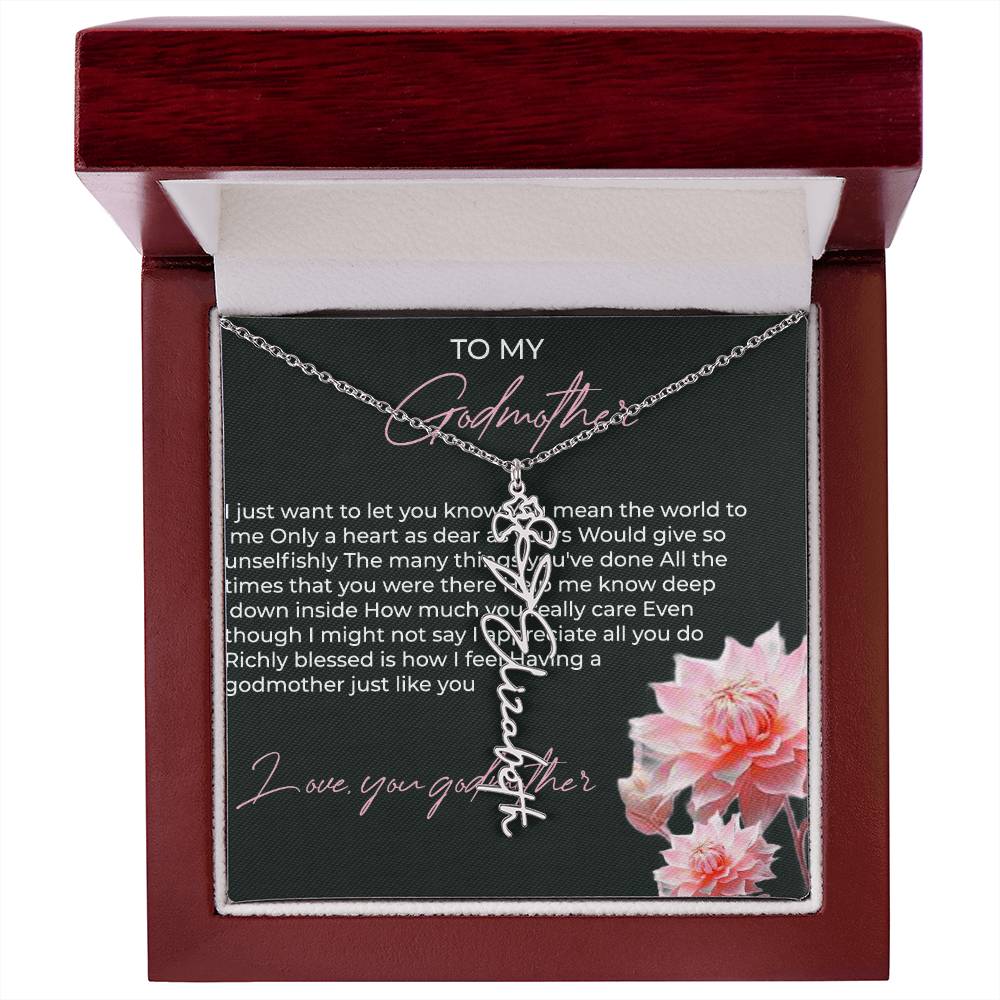 Flower Name Necklace for Godmother | A Beautiful Bloom to Honor Your Love | Godmother Gift