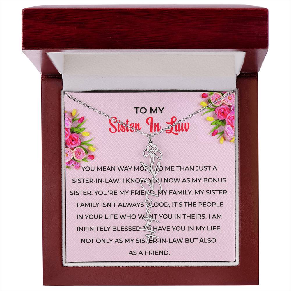 To My Sister-in-law Flower Name Necklace | Unique Floral Necklace | Special Sister-in-Law Gift