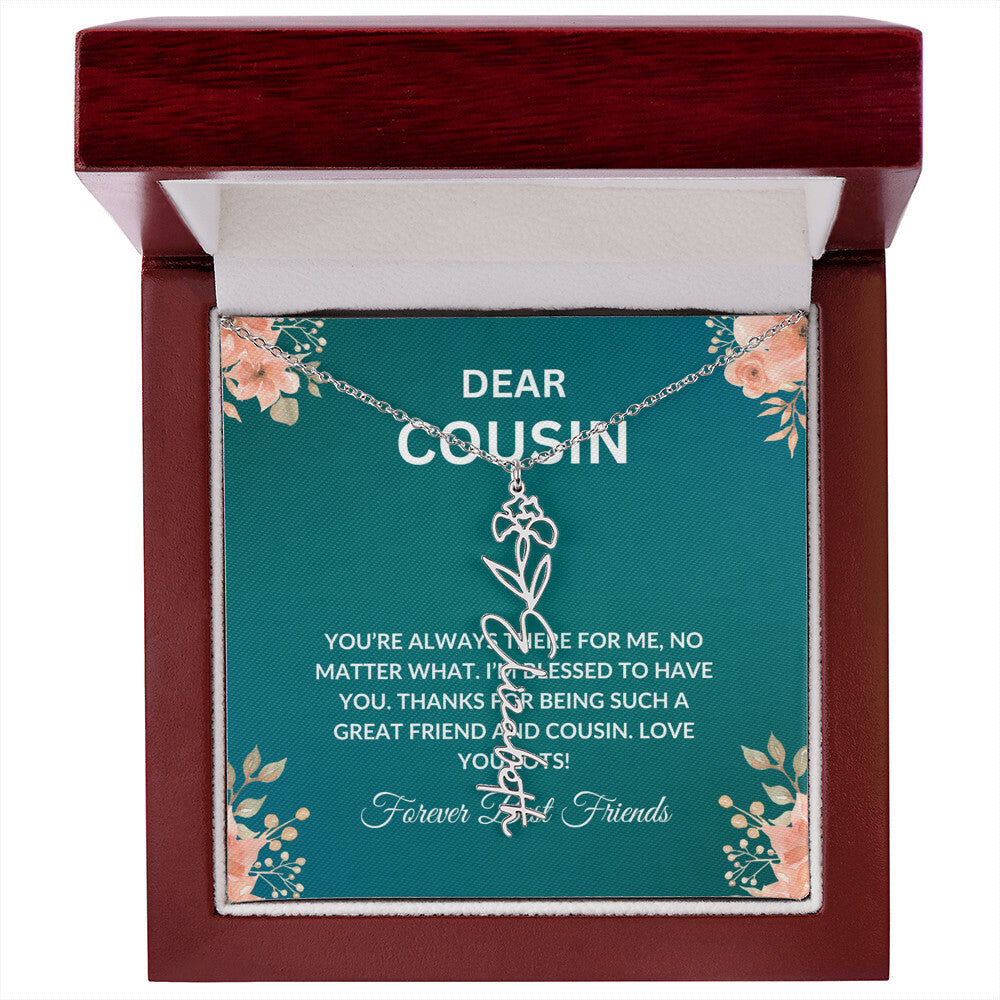 Custom Name Necklace | To My Cousin My Forever Best Friend - Flower Name Necklace | Cousin Friendship Necklace