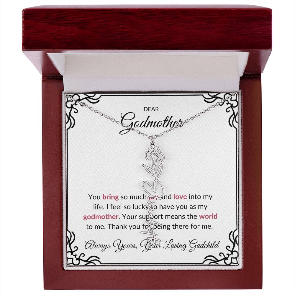 Flower Name Necklace for Lovely Godmother | A Whimsical Gift to Brighten Her Day | Godmother Gift