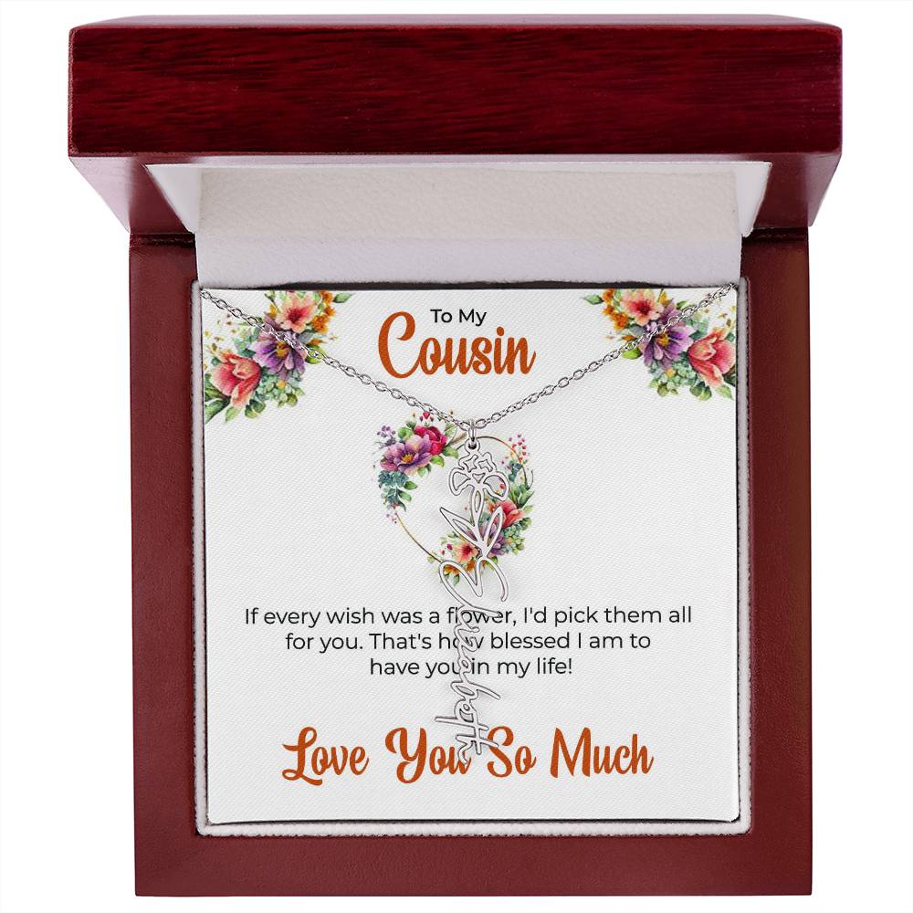Custom Name Necklace | Cousin Necklace | To My Cousin My Best Friend - Flower Name Necklace | Cousin Friendship Necklace
