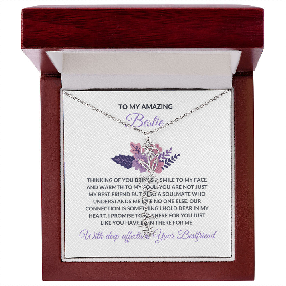 Flower Name Necklace | To My Amazing Best Friend - Personalized Name Necklace | Friendship Necklace