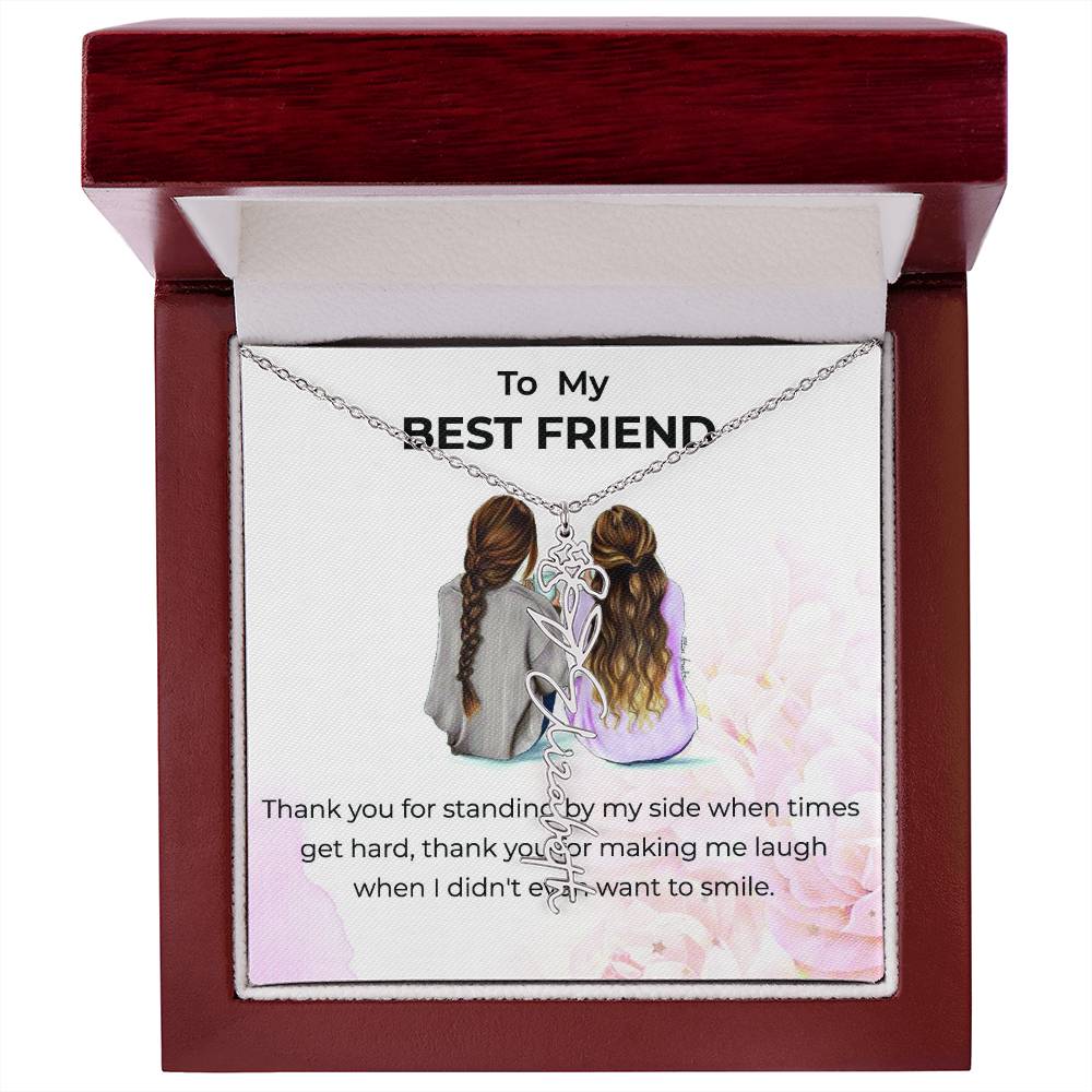 Flower Name Necklace | To My Bestie Thank You - Personalized Name Necklace | Friendship Necklace