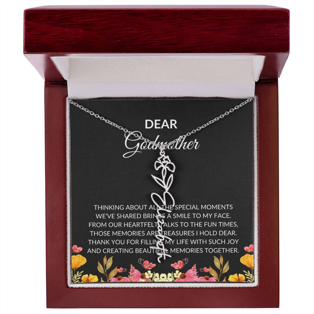 Flower Name Necklace for Dear Godmother | A Unique Floral Design to Celebrate Godmother Bond | Godmother Gift