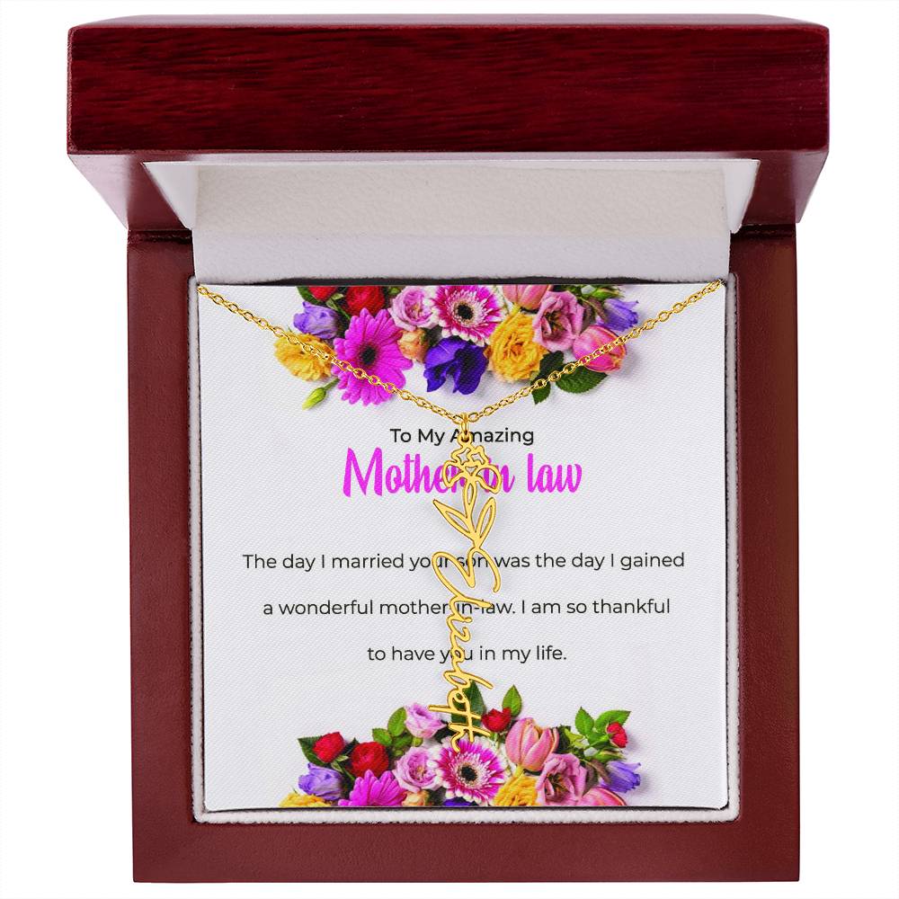 To My Amazing Mother-in-Law | Personalized Flower Name Custom Name Necklace