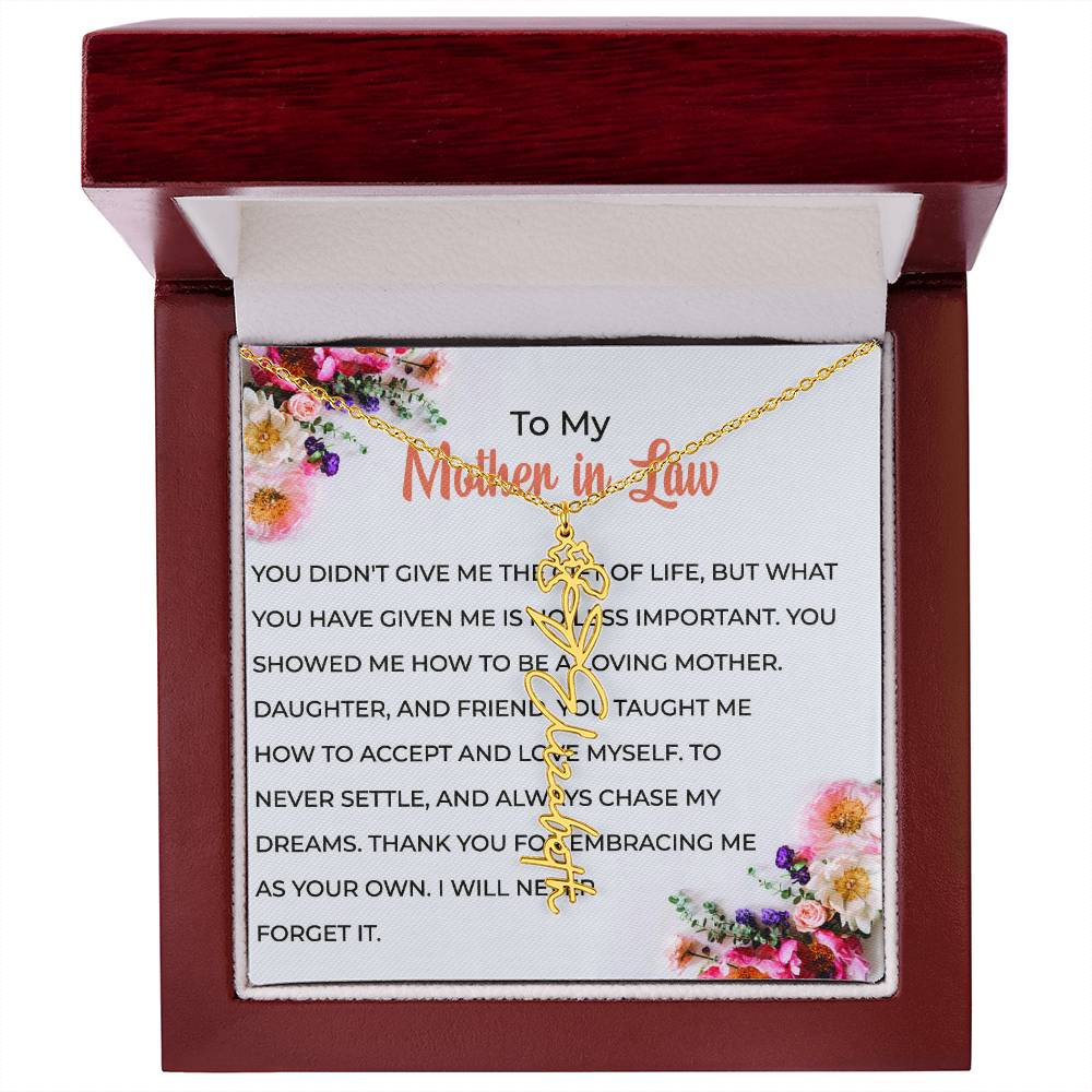 To My Cherished Mother-in-Law | Flower Name Custom Name Necklace