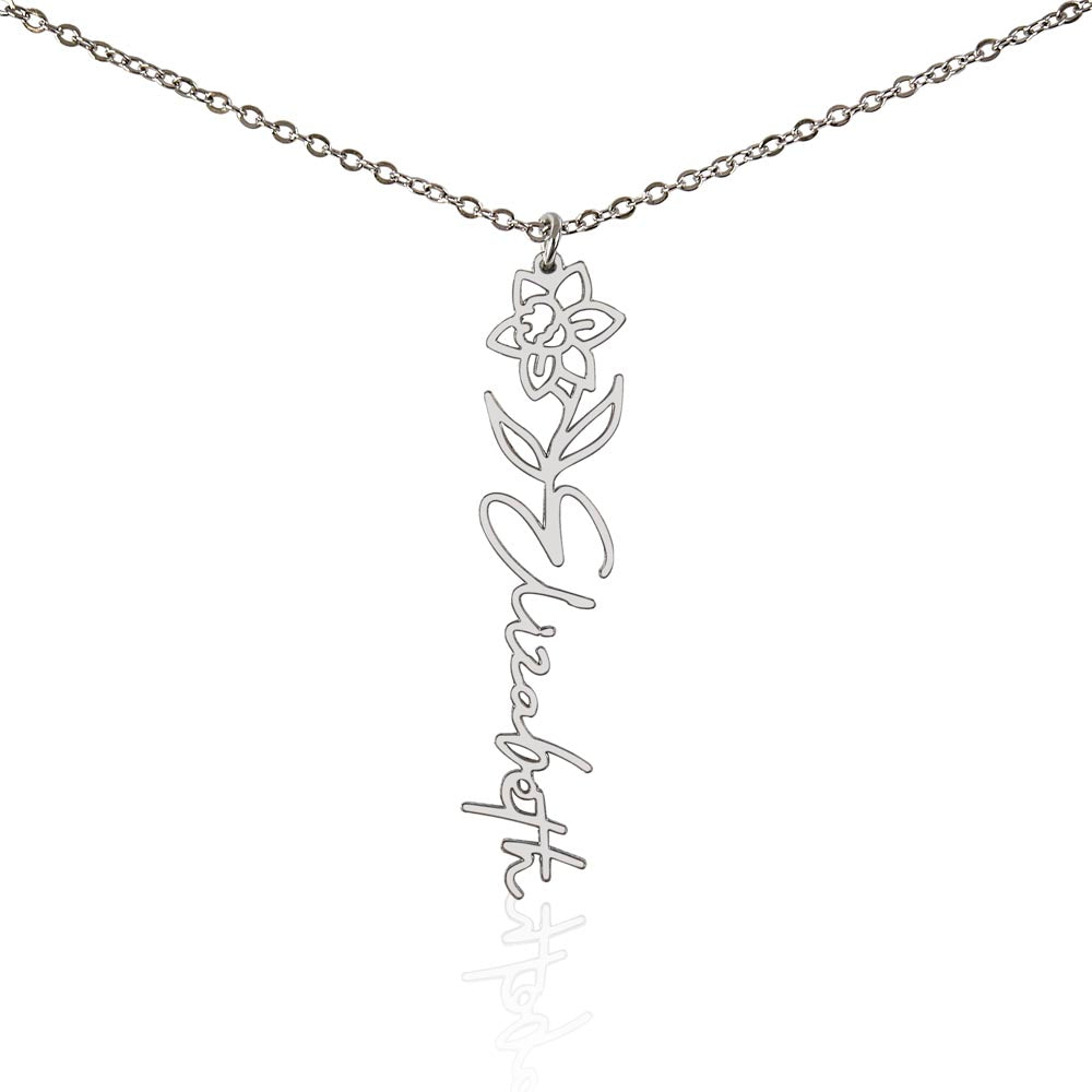 To My Grandma | Elegant Flower Style Name Necklace Gift from Granddaughter | Gift for Grandma