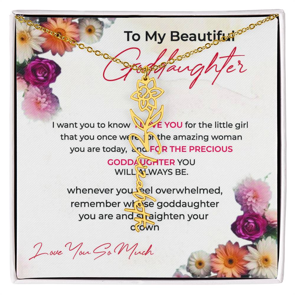 To My Beautiful Goddaughter | Personalized Flower Necklace with a Thoughtful Message Card