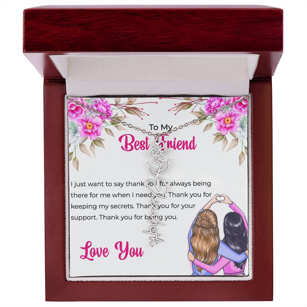 Flower Name Necklace | To My Lifetime Best Friend - Personalized Name Necklace | Friendship Necklace