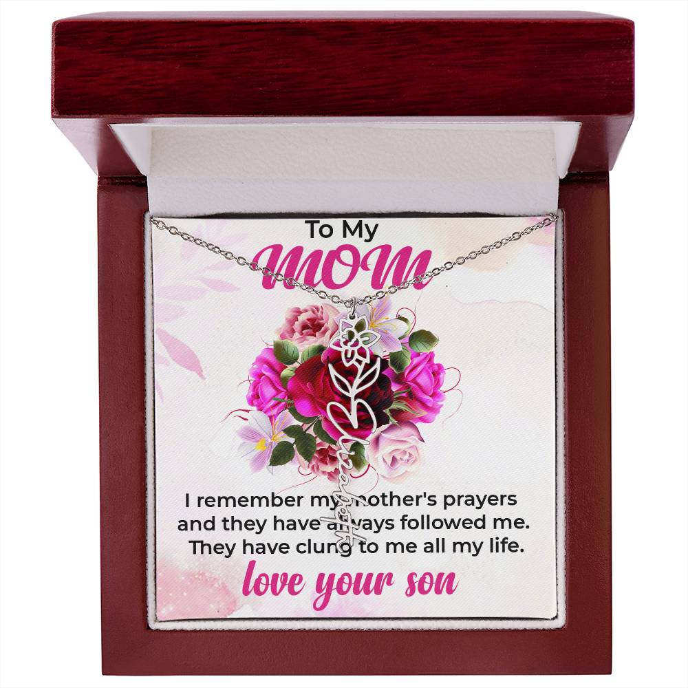 To My Mom | Flower Name Necklace | Mother-Daughter Bond Necklace Gift from Daughter