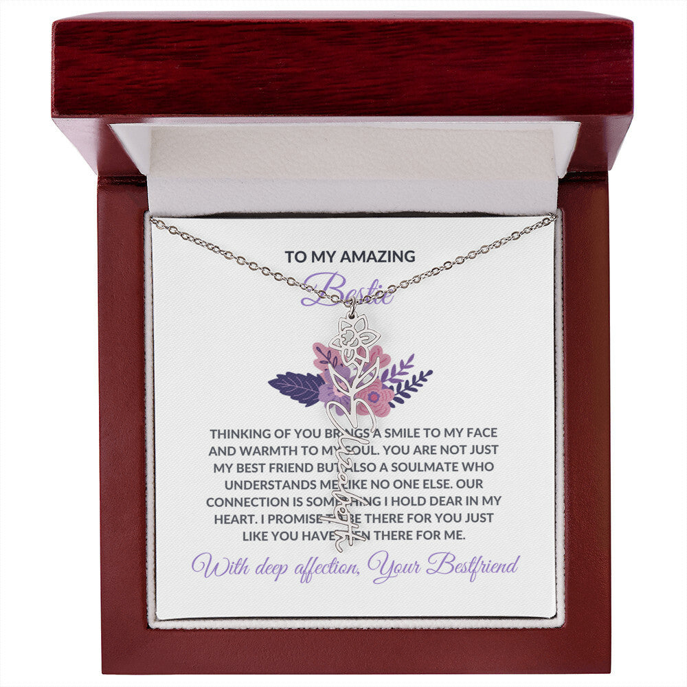 Flower Name Necklace | To My Amazing Best Friend - Personalized Name Necklace | Friendship Necklace