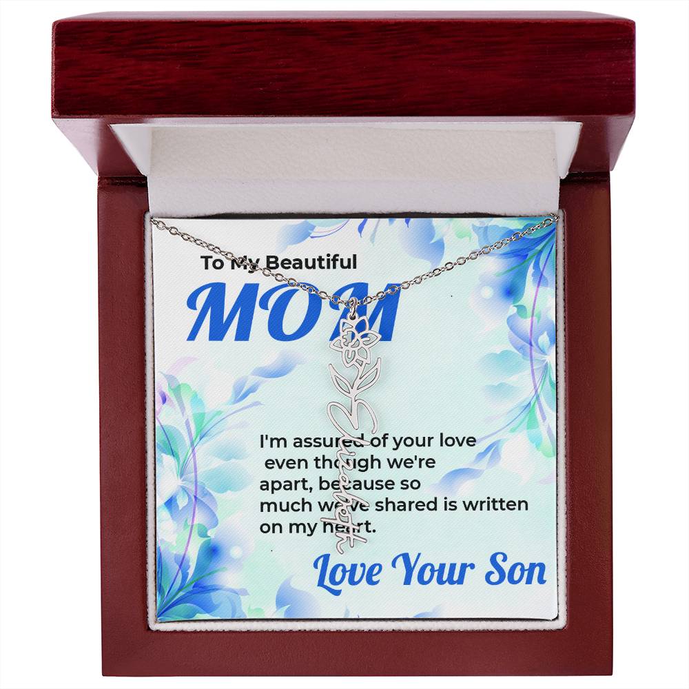 To My Beautiful Mom | Flower Style Name Necklace Gift from Son