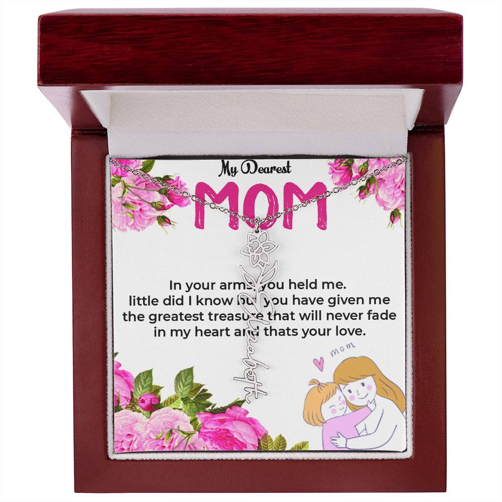 To My Dearest Mom | Flower Style Name Necklace Gift