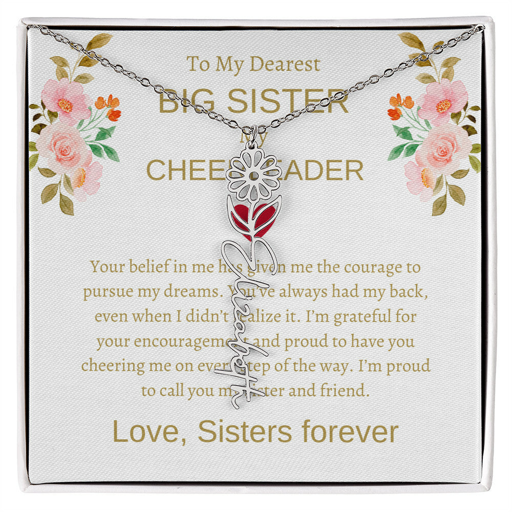 For My Dearest Big Sister Flower Name Necklace | Gift for Sister | Necklace Gift for Sister