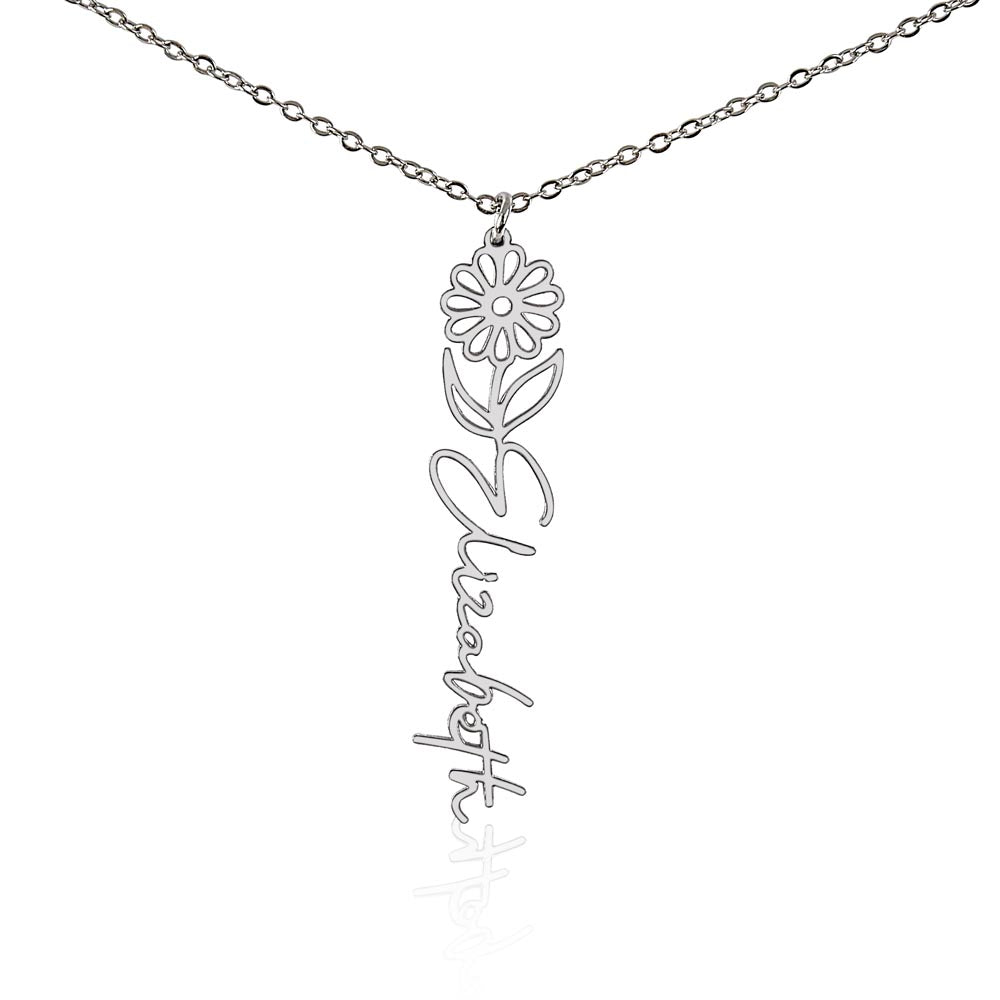 To My Grandma | Elegant Flower Style Name Necklace Gift from Granddaughter | Gift for Grandma