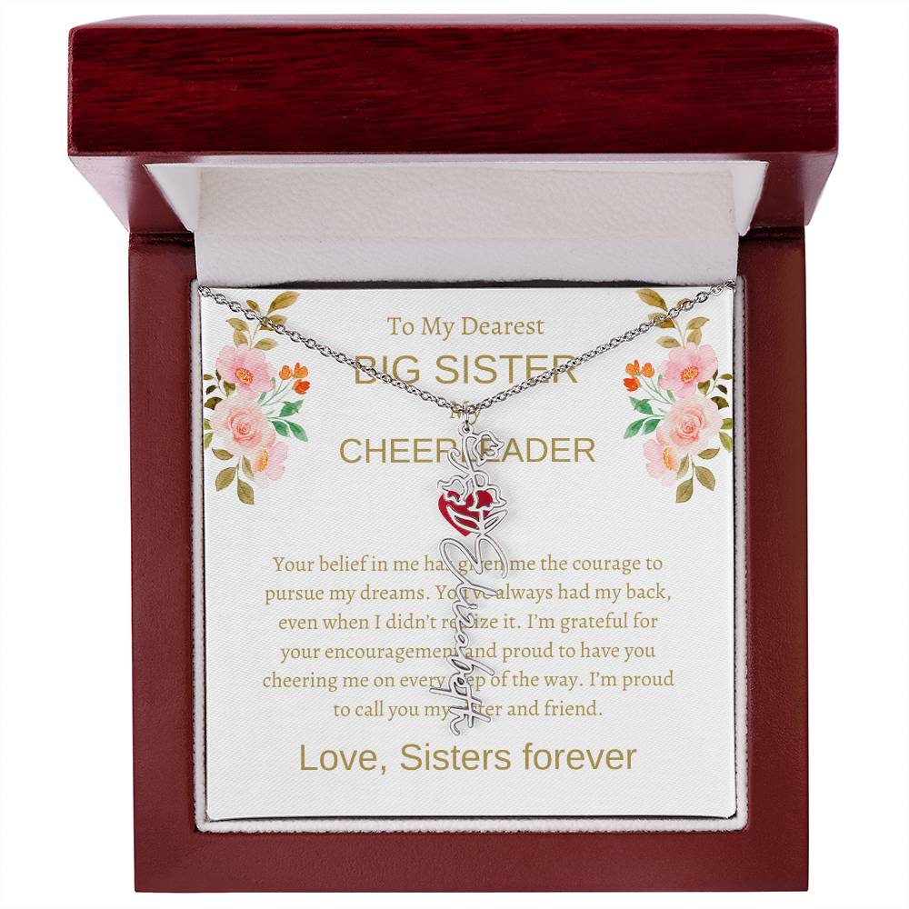 For My Dearest Big Sister Flower Name Necklace | Gift for Sister | Necklace Gift for Sister