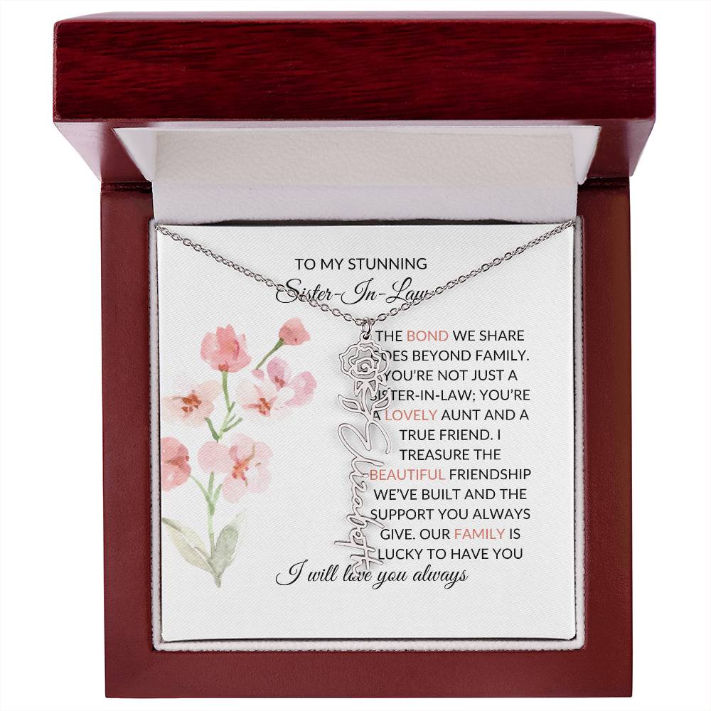 To My Stunning Sister-in-law Flower Name Necklace | Personalized Necklace | Sister-in-Law Gift