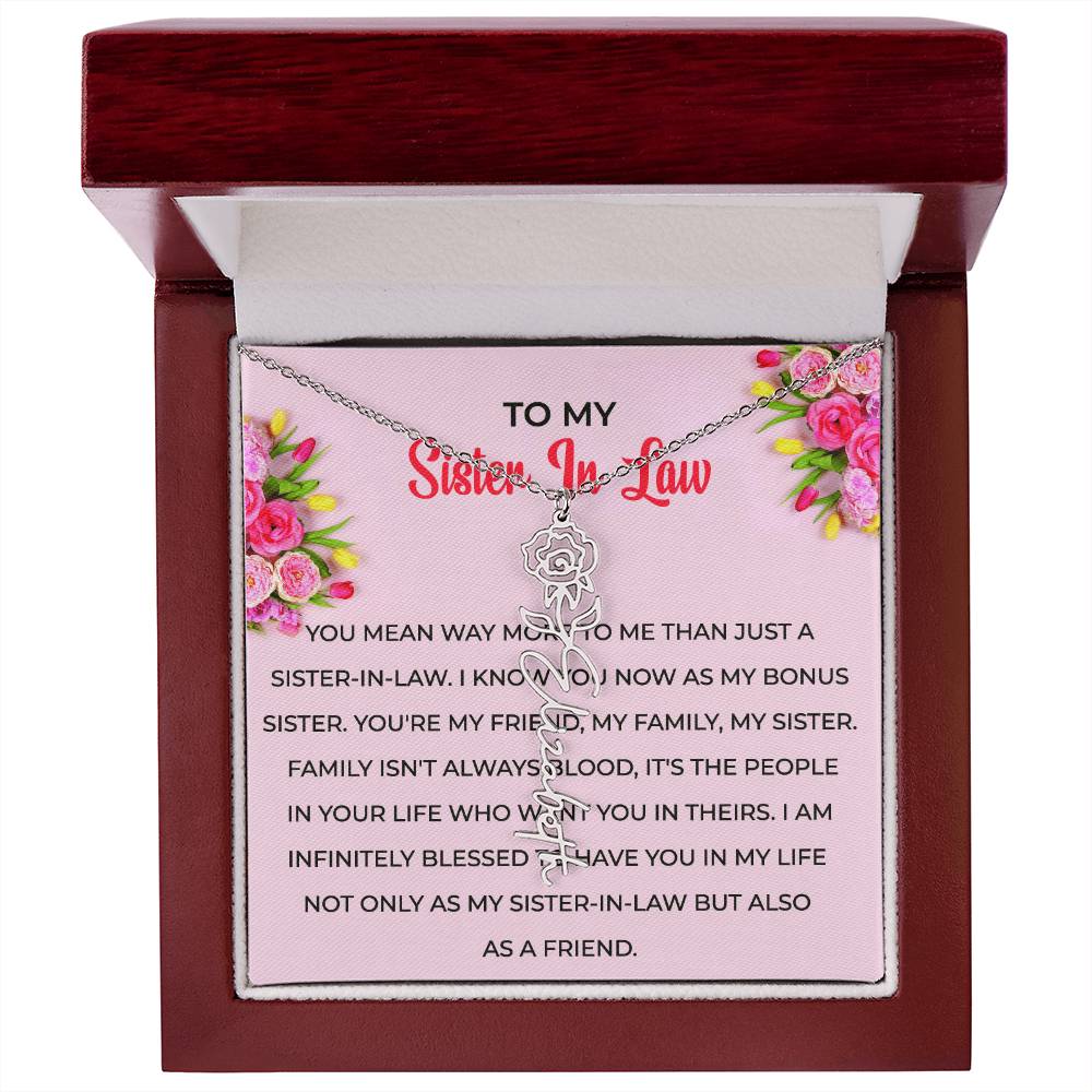 To My Sister-in-law Flower Name Necklace | Unique Floral Necklace | Special Sister-in-Law Gift