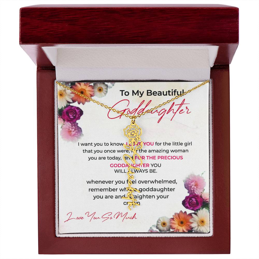 To My Beautiful Goddaughter | Personalized Flower Necklace with a Thoughtful Message Card