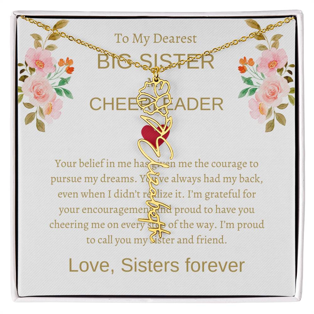 For My Dearest Big Sister Flower Name Necklace | Gift for Sister | Necklace Gift for Sister