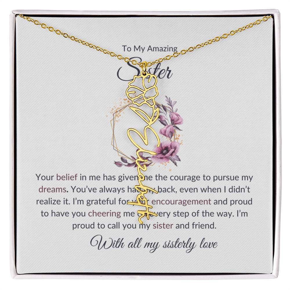 To My Amazing Sister Flower Name Necklace | Gift for Sister | Necklace Gift for Sister