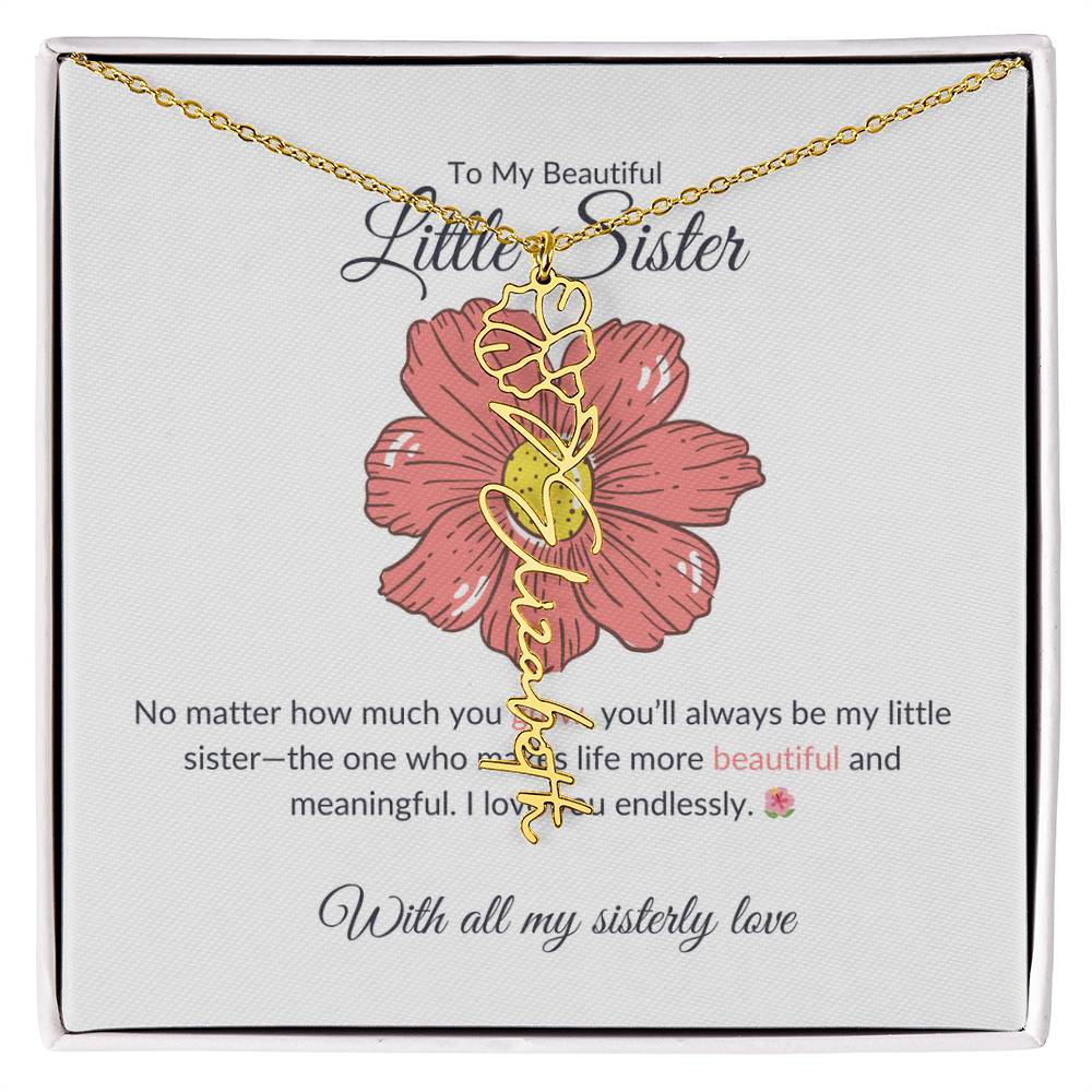 Flower Name Necklace | To my Adorable Sister Flower Name Jewelry | Gift for Sister