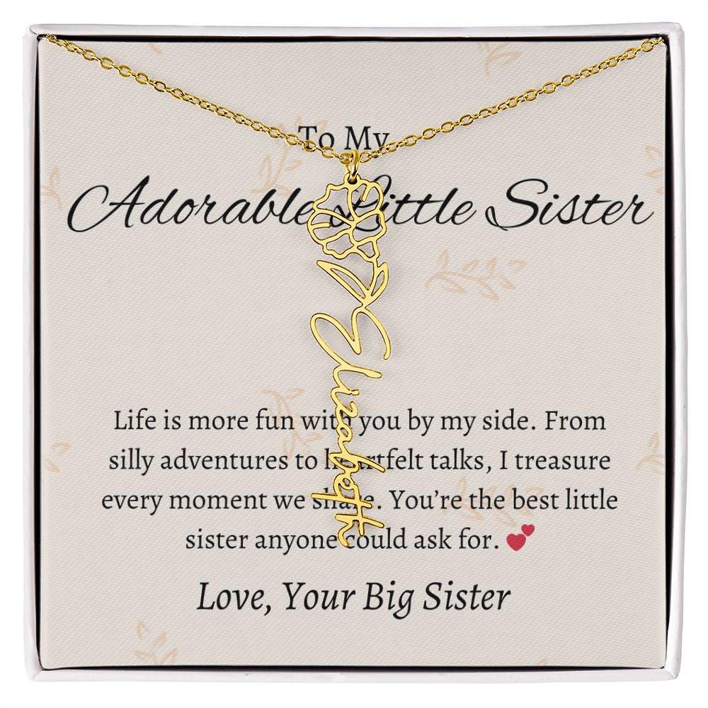 To My Adorable Sister Flower Name Jewelry | Gift for Sister | Necklace Gift for Sister