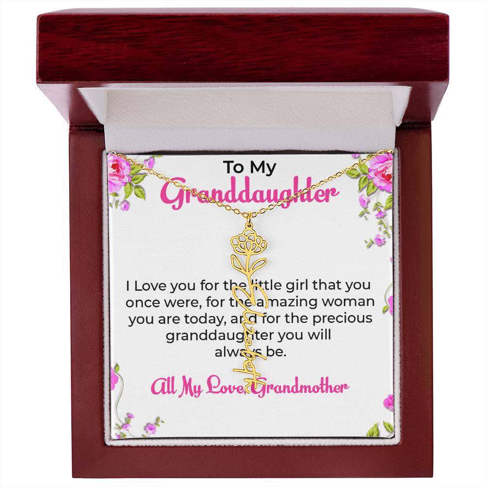 To My Special Granddaughter Necklace | Flower Style Name Necklace Gift from Grandma