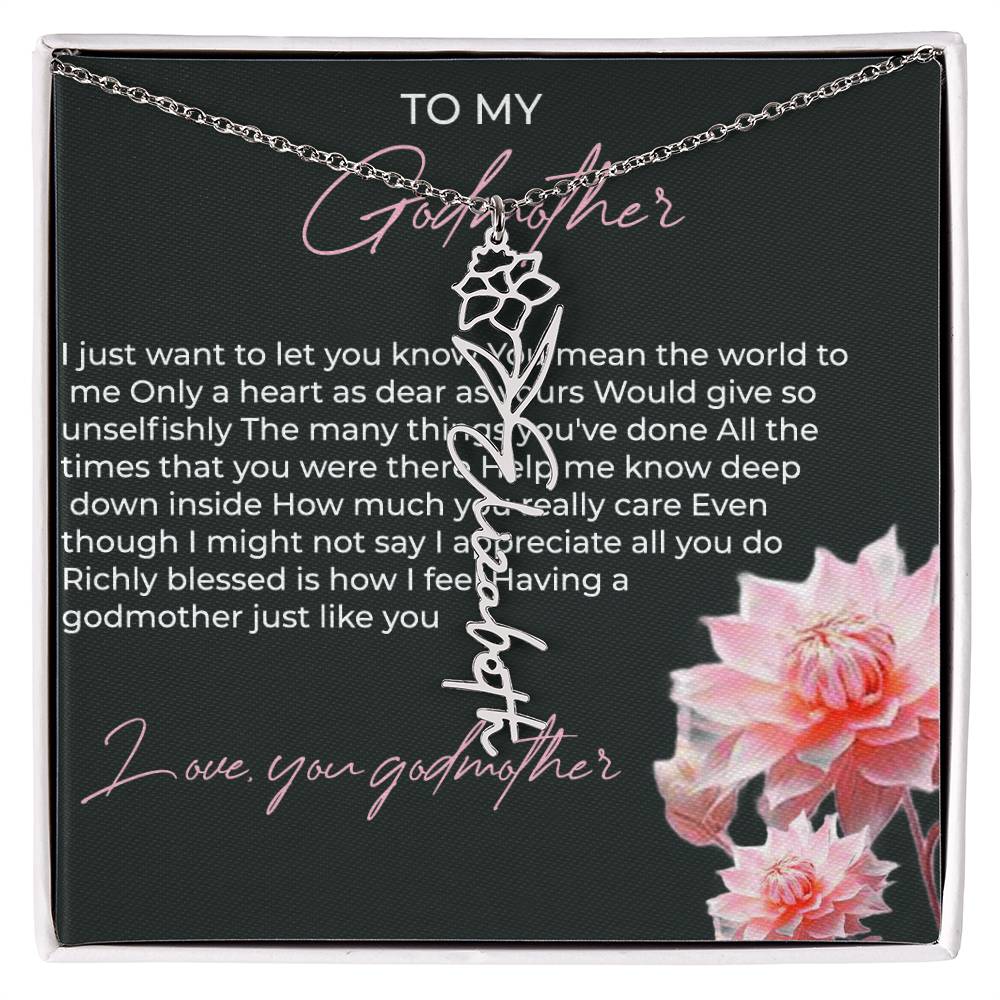 Flower Name Necklace for Godmother | A Beautiful Bloom to Honor Your Love | Godmother Gift