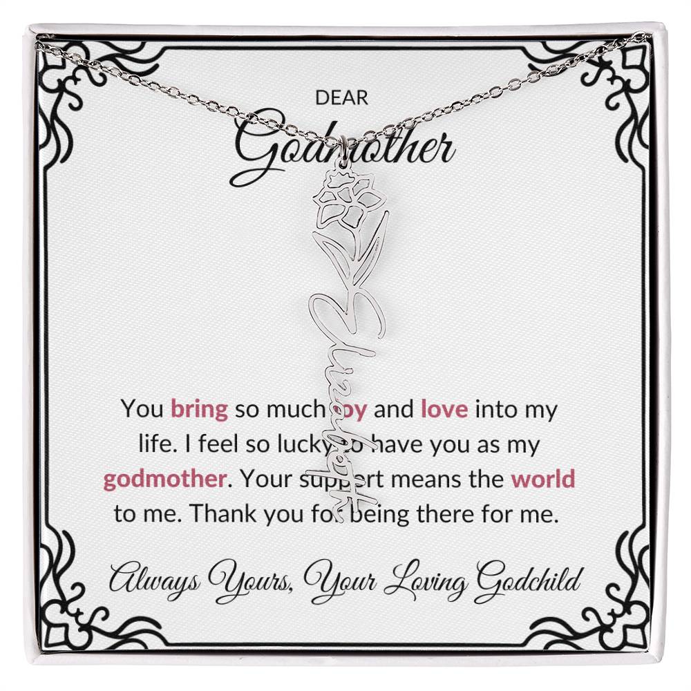 Flower Name Necklace for Lovely Godmother | A Whimsical Gift to Brighten Her Day | Godmother Gift