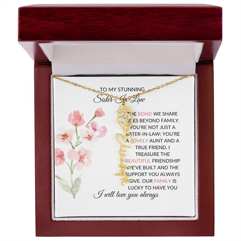 To My Stunning Sister-in-law Flower Name Necklace | Personalized Necklace | Sister-in-Law Gift