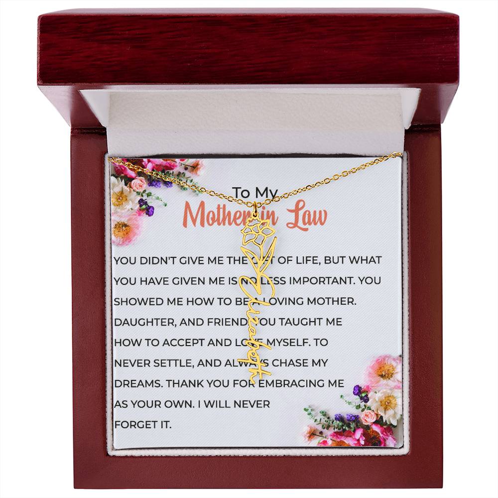 To My Cherished Mother-in-Law | Flower Name Custom Name Necklace