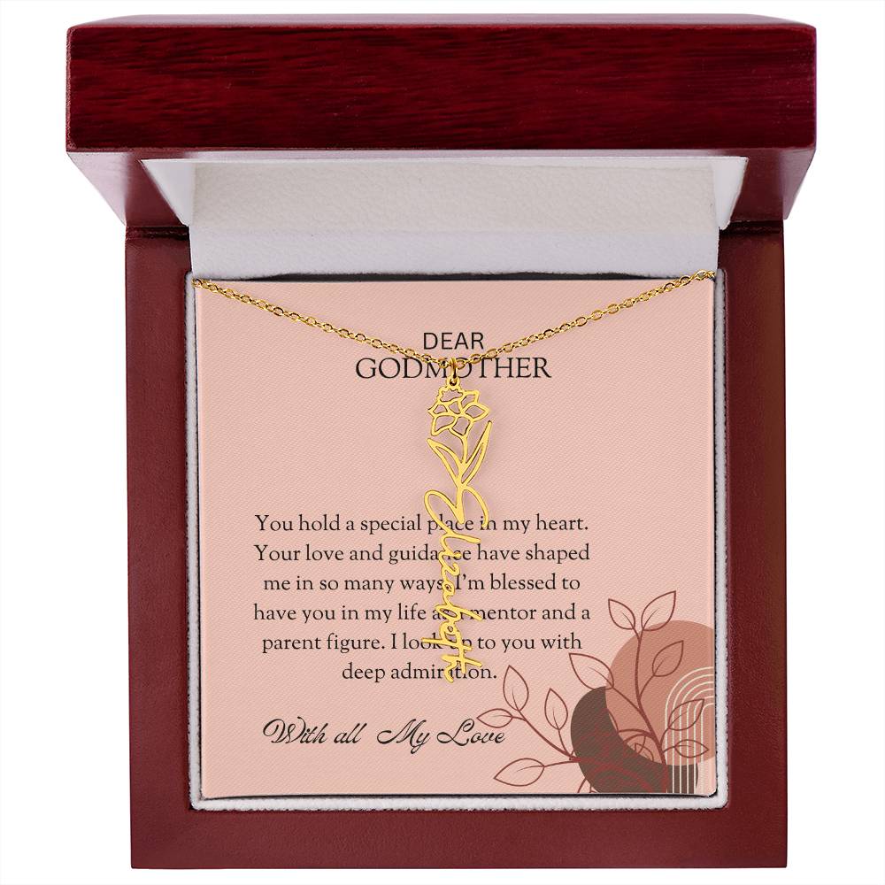 Flower Name Necklace for Special Godmother | A Charming Floral Keepsake to Show Your Appreciation | Godmother Gift